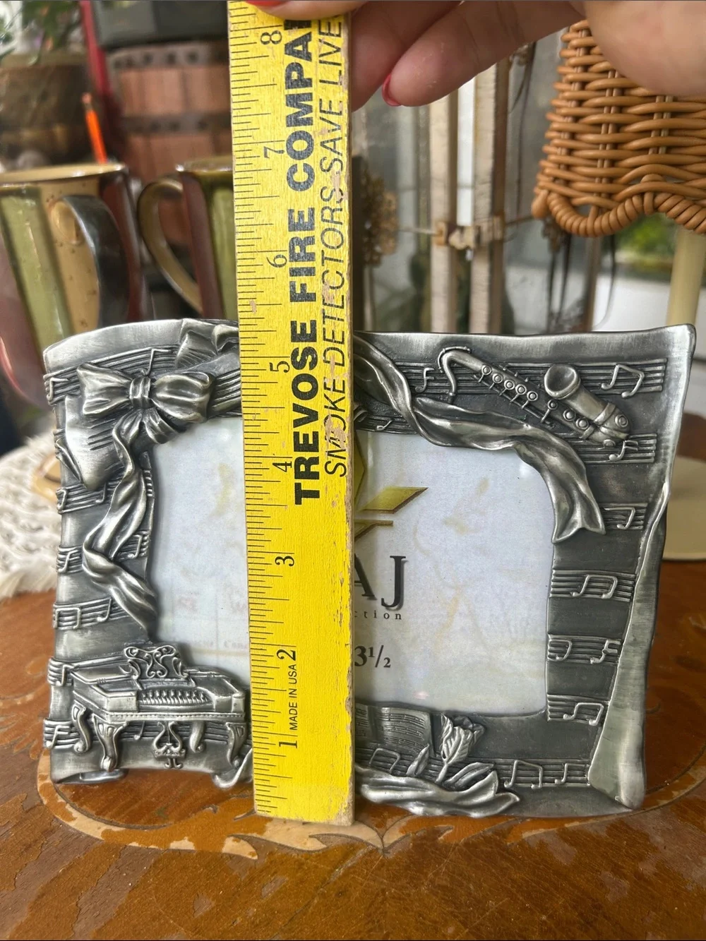 Vintage Pewter Music Themed Photo Frame